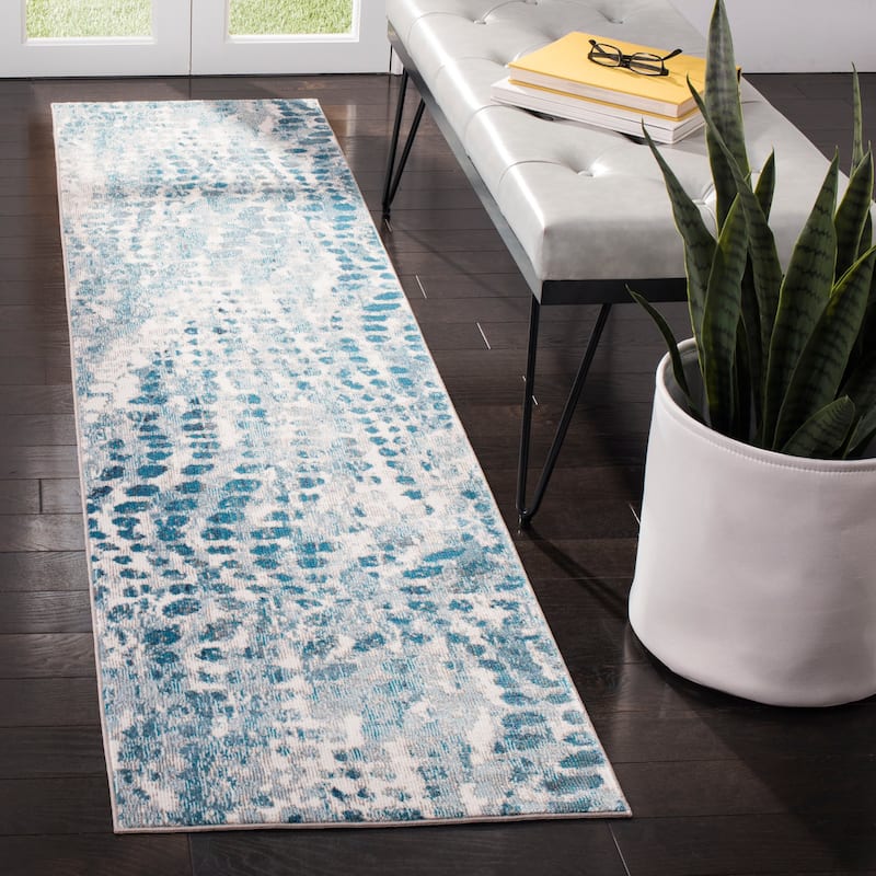 SAFAVIEH Aria Elfgund Vintage Boho Oriental Rug - 2' x 8' Runner - Cream/Teal
