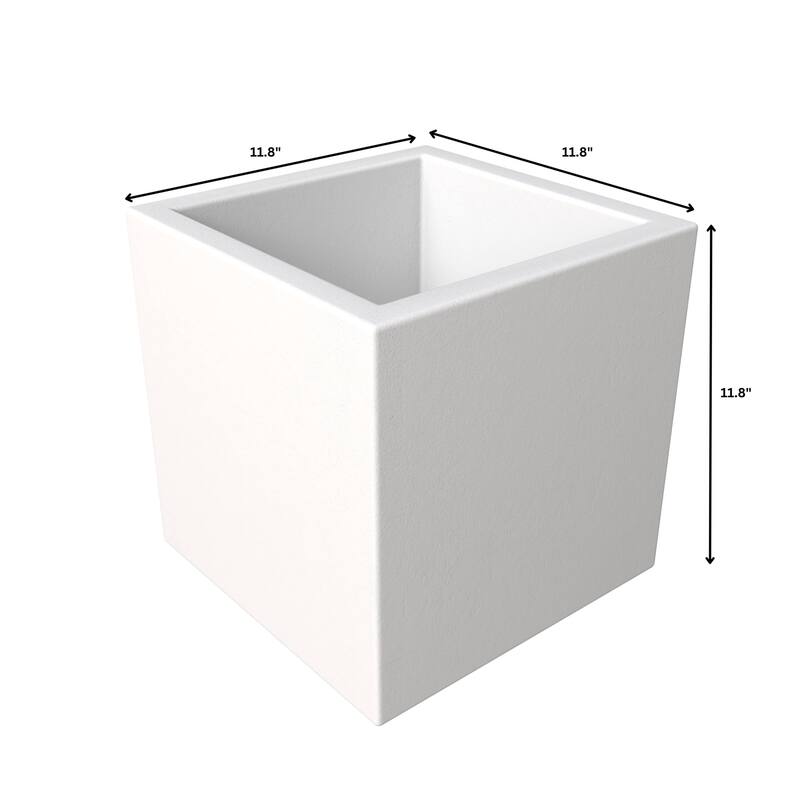Fern Modern Square Fiberstone and MGO Clay Planter with Drainage for Indoor & Outdoor Home Office Patio Yard Decor