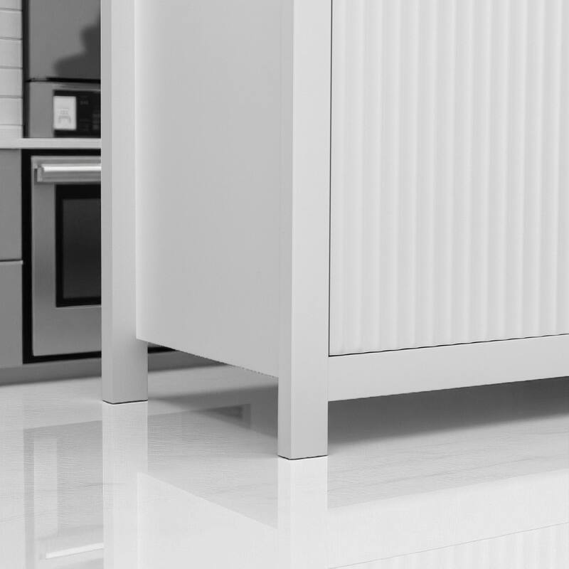 Modern Sideboard Buffet Cabinet with Wave Pattern, 2 Drawers, 4 Doors, Adjustable Shelves, Scandinavian Style
