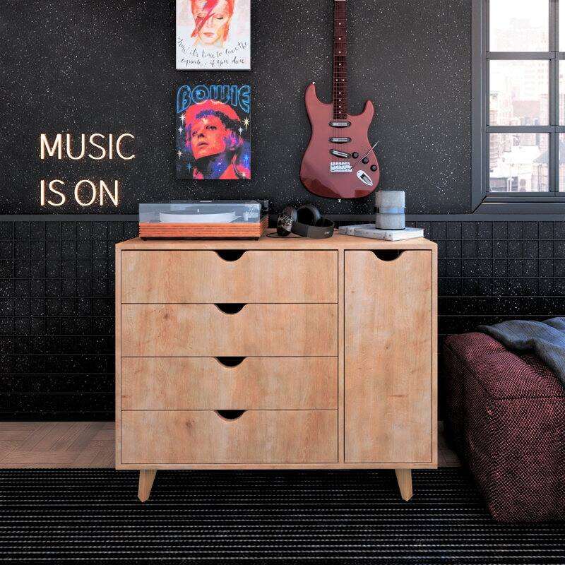Minimalist 4-Drawer 1-Door Dresser