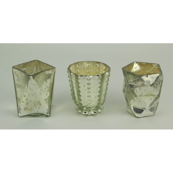 Shop Metallic Silver Mercury Glass Votive Candle Holders Set Of 6