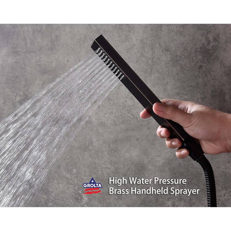 16" Ceiling Mount Rainfall 3 Way Thermostatic Faucet Shower System with 6 Body Jets