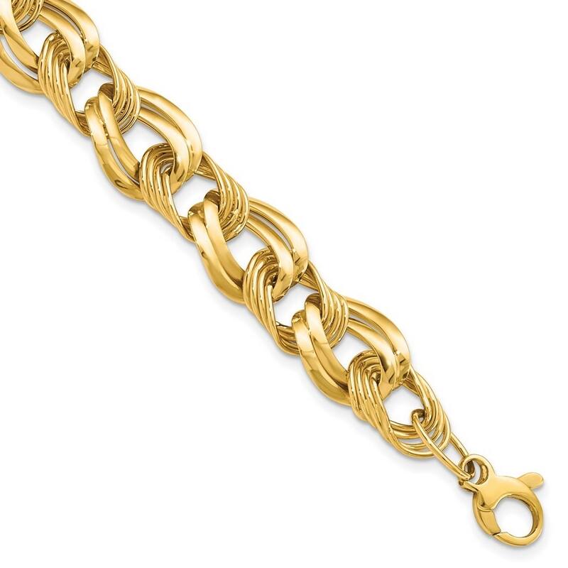 Curata 14k Yellow Gold Fancy Polished Fancy Link Bracelet 8 Inch
