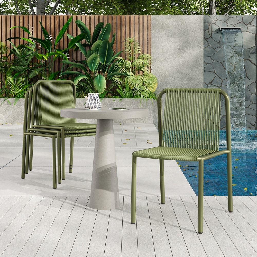 Christopher Knight Home - Burgess Space-Saving and Stylish Outdoor Stacking Dining Chairs
