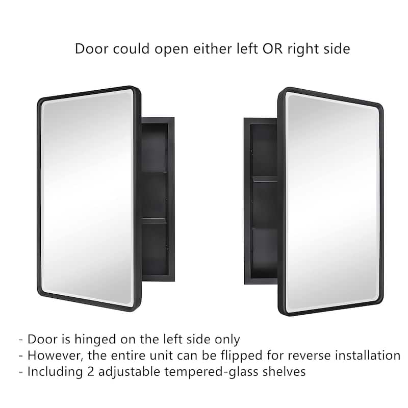 TEHOME Farmhouse Recessed Metal Bathroom Medicine Cabinets with Mirror