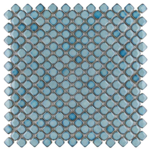 slide 2 of 8, Merola Tile Hudson Diamond Marine 12.38" x 12.38" Porcelain Mosaic Tile