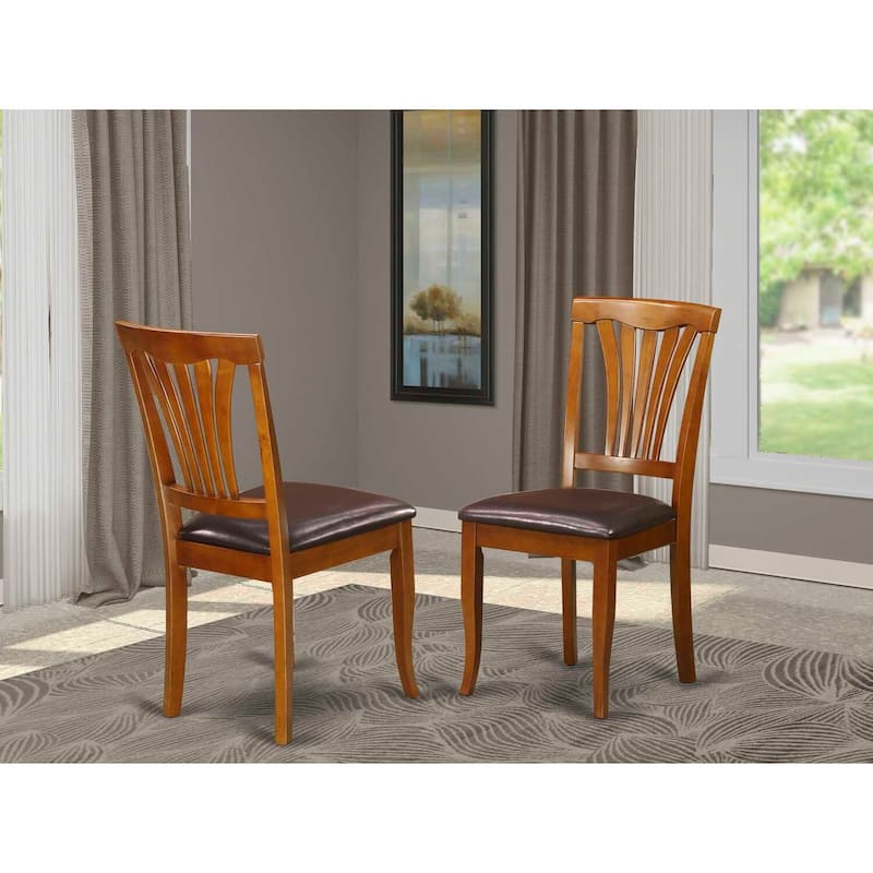 Modern Dining Chairs - Set of 2 - Wood Seat - Black Cherry Finish - Kitchen Chairs