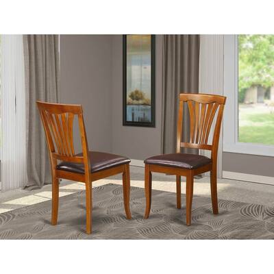 Modern Dining Chairs - Set of 2 - Wood Seat - Black Cherry Finish - Kitchen Chairs