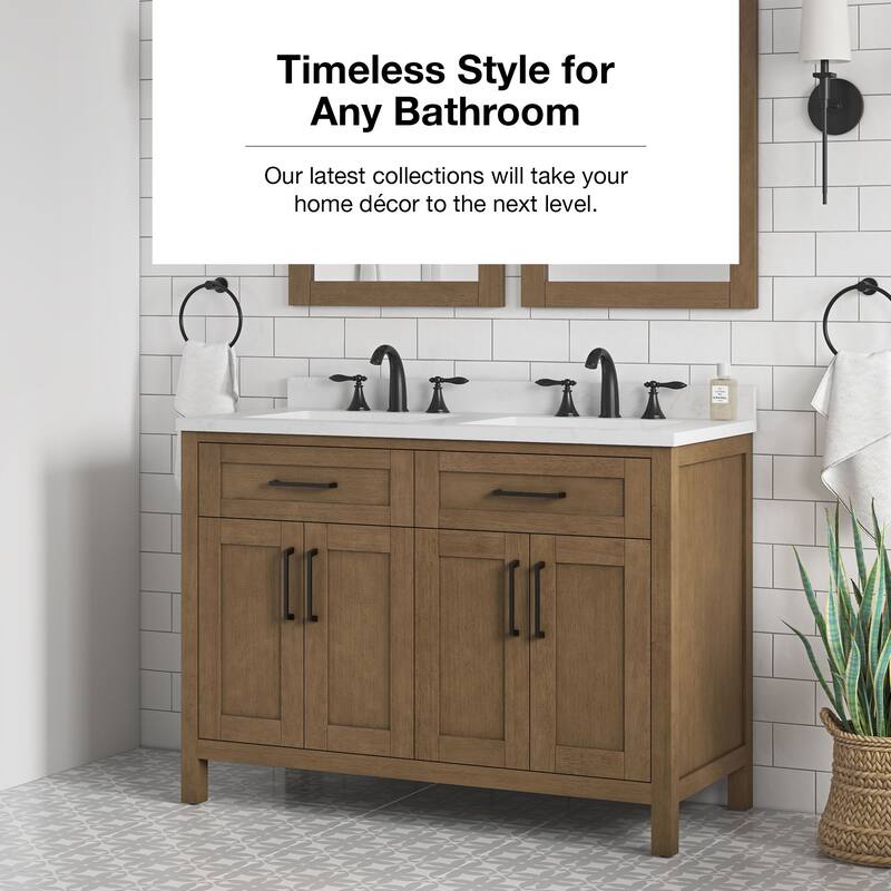 OVE Decors Tahoe 48 in. Double Sink Bathroom Vanity in Brushed Almond Latte