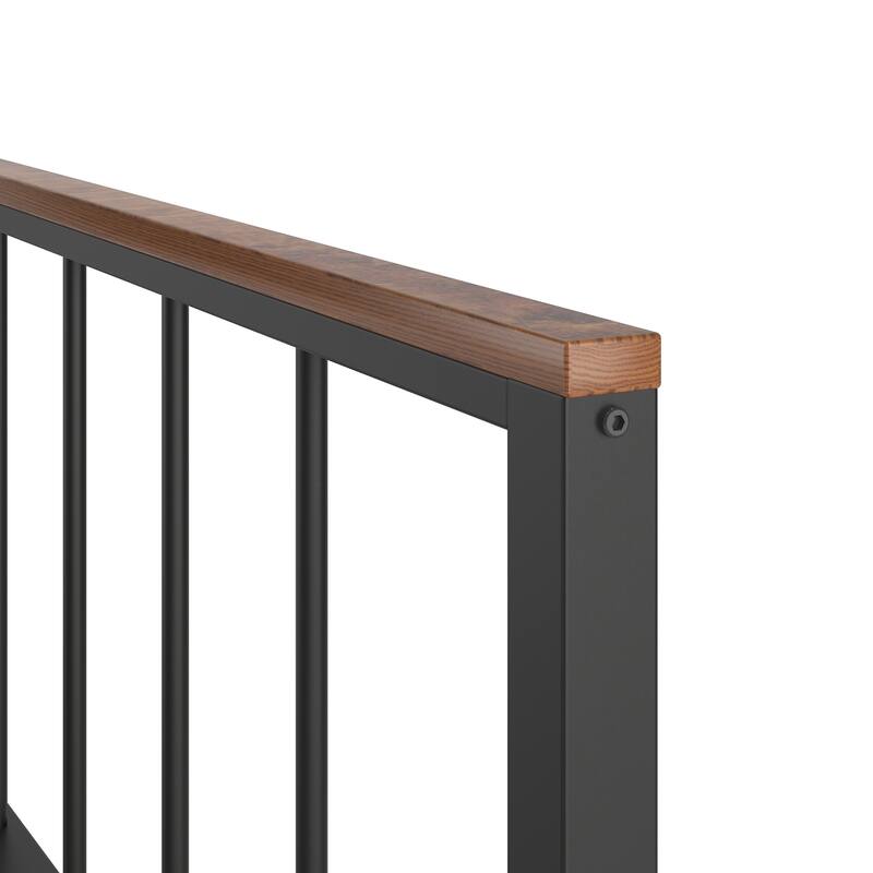 Black Metal Queen Size Platform Bed Frame with Headboard and Footboard, Sturdy Construction, No Box Spring Needed, Queen