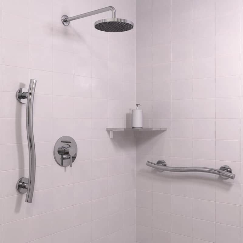 Keeney Wave Designer Grab Bar 1.25 Dia x 24 in., Polished Chrome