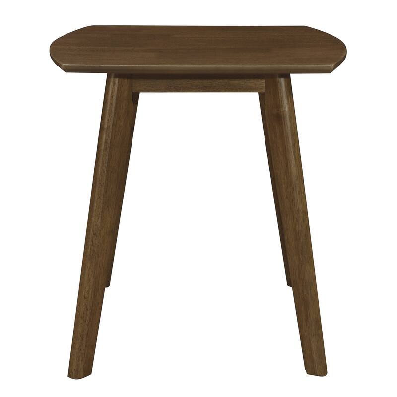 Indy 3 Piece Coffee and End Table Set, Angled Legs, Walnut Brown Solid Wood