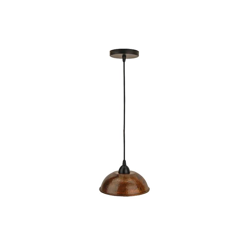 Hammered Copper 8.5" Dome Pendant Light in Oil Rubbed Bronze (L200DB)