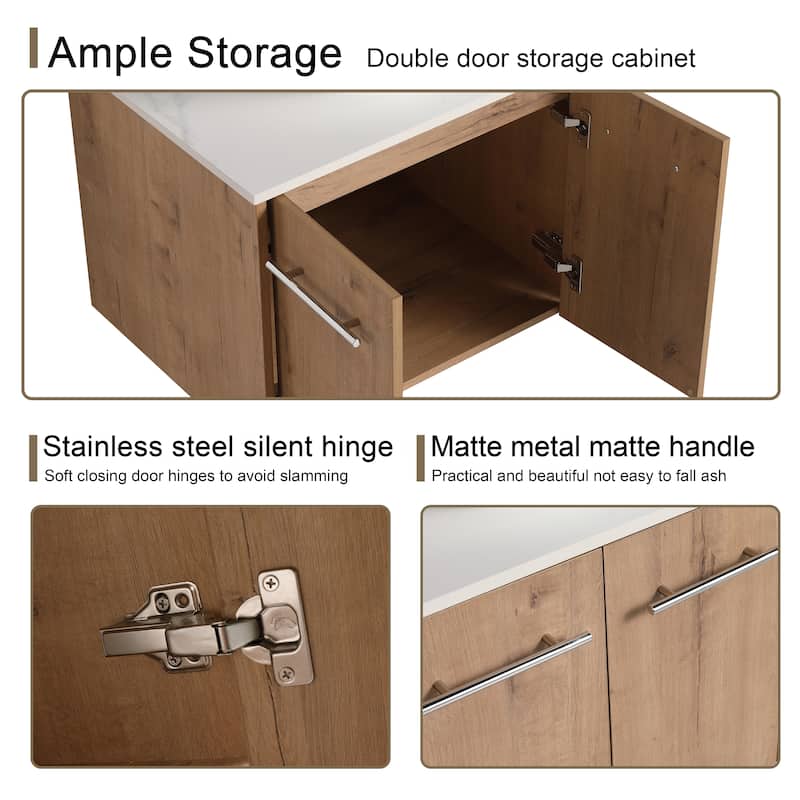 Malwee 24"/30" Floating Bathroom Vanity, Wall Mounted Bathroom Vanity with Ceramic Sink,Soft Close Doors