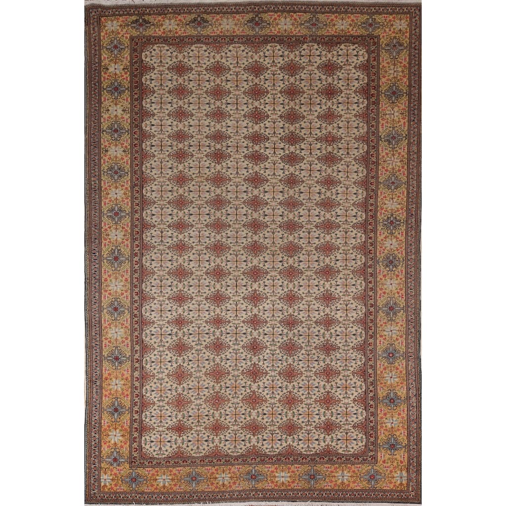 All-Over Geometric Anatolian Turkish Vintage Rug Handmade Wool Carpet - 6'6" X 9'7"