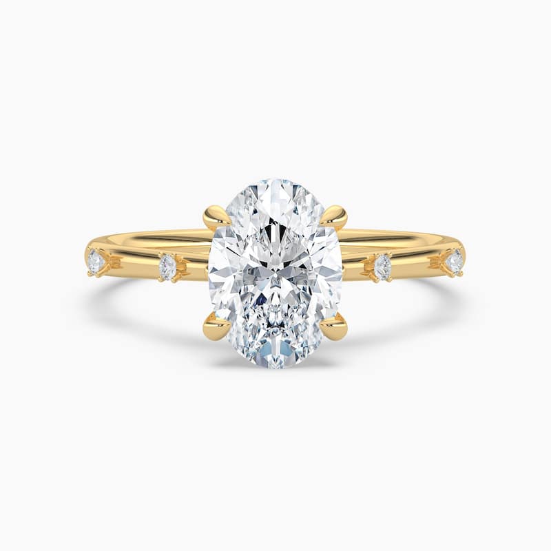Auriya 14k Gold Petite Diamond Station Oval Lab Grown Engagement Ring 1.00 to 5.00 ct. tw. (F-G, VS) - 9 - 2.50 carats - Yellow