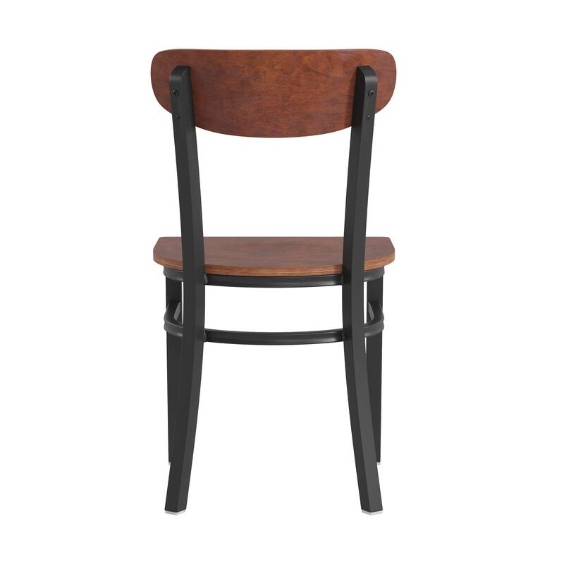 Commercial Metal Dining Chair with Wood Seat and Boomerang Back