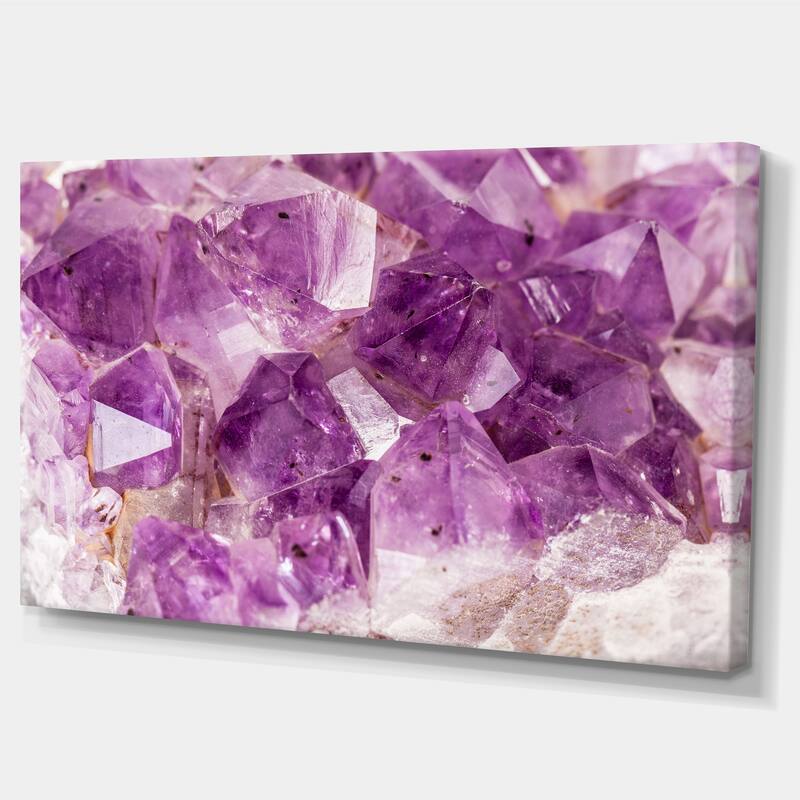 Designart "Purple Amethyst Macro" Abstract Canvas Wall Art Print