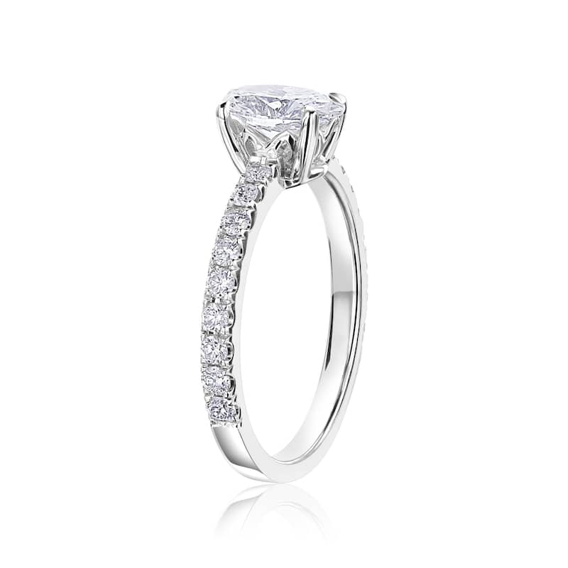 Kobelli 1.48 Carats Oval Natural Diamond 14k Solid White Gold Near Eternity Low-set Nina Engagement Ring