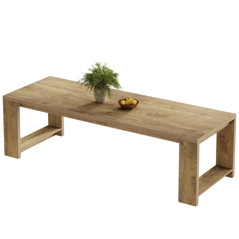 86.6 Inch Farmhouse Dining Table, Large Rectangular Kitchen Table for 6