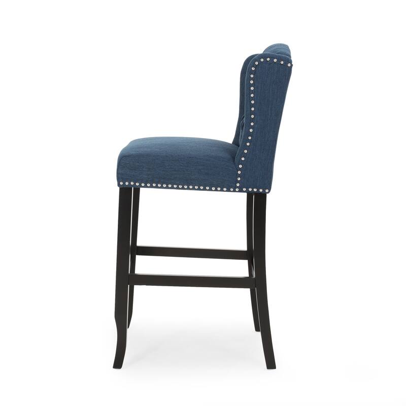 31 Inch Fabric Tufted Wingback Counter Stools, Set of 2