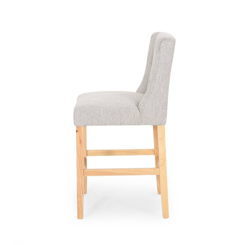 2-Piece Wood Frame Bar Stool Set Fabric Tufted Wingback 27 Inch Counter Stools Island Thick Upholstered Bar Stool