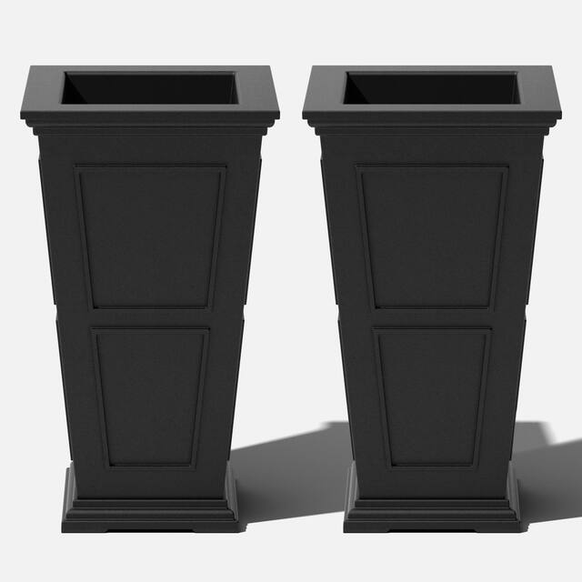 Veradek Brixton Tall 28-inch Planter - 28"H x 16"W x 16"L - 2 Pack - Black
