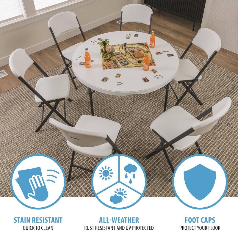 Lifetime 48 inch Round Nesting Table, Indoor/Outdoor Light Commercial Grade, White