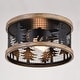 preview thumbnail 5 of 11, Kodiak 12-in W Black Rustic Round Cage Flush Mount Ceiling Light Fixture Tree Motif