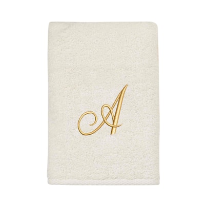 Avanti Linens Ivory/Gold Script Monogram Hand Towel Letter A - Hand Towel