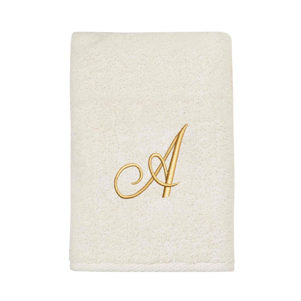 Avanti Linens Ivory/Gold Script Monogram Hand Towel Letter A - Hand Towel
