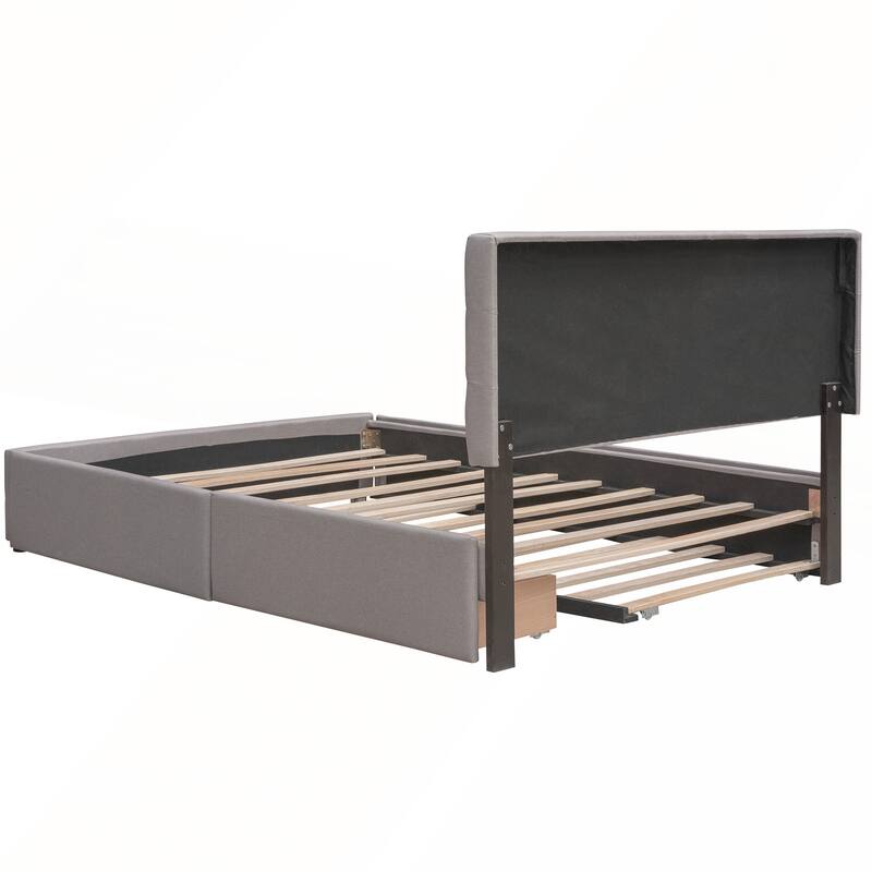 Upholstered Platform Bed with 2 Drawers and 1 Twin XL Trundle