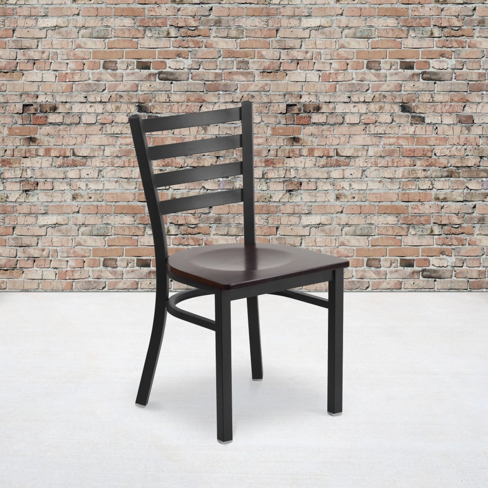 2 Pack Ladder Back Metal Restaurant Chair - 16.5"W x 17"D x 32.25"H - 16.5"W x 17"D x 32.25"H