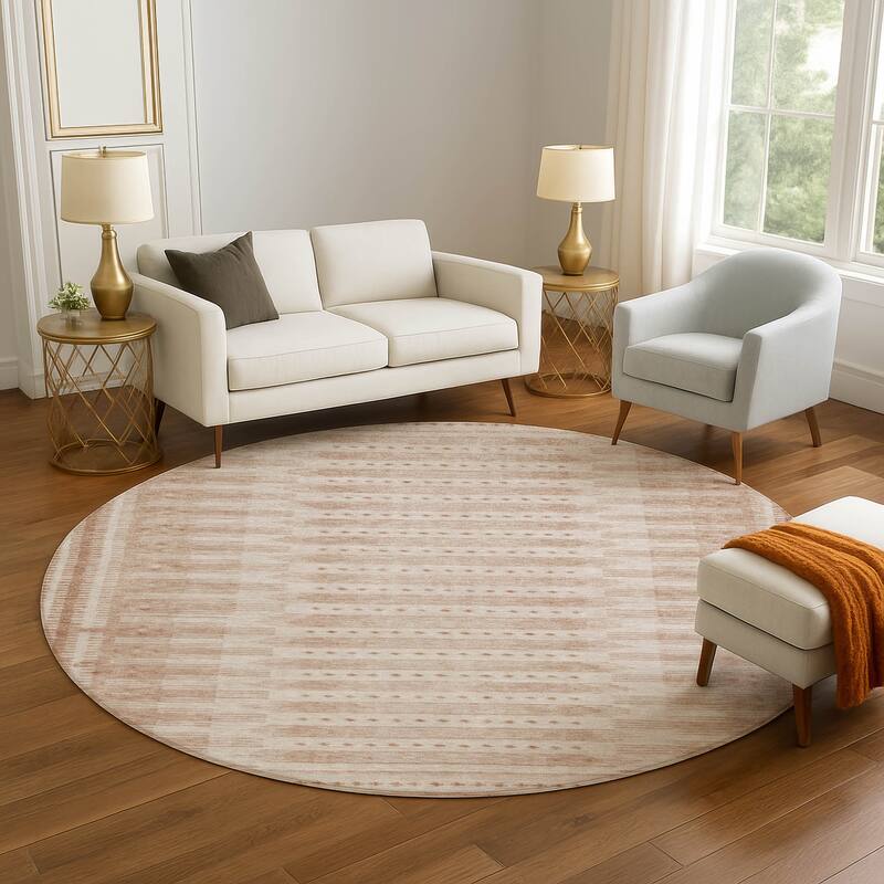 Premium Washable Super Soft Striped Ombre Mayfield Rug - Salmon - 8' x 8'