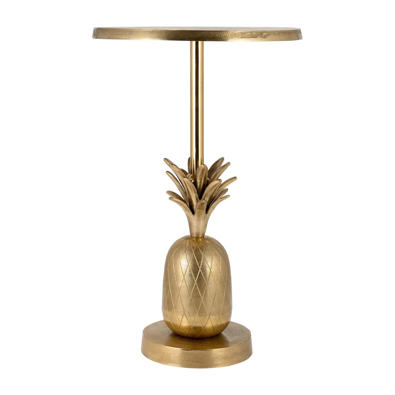 24"H Pineapple Gold Metal Side Accent Table for Your Living Room or - 15" x 15" x 24"