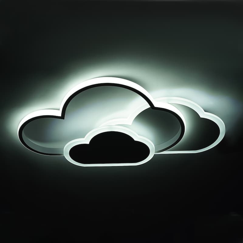 3 Light Color LED Flush Mount Cloud-Shaped Ceiling Light