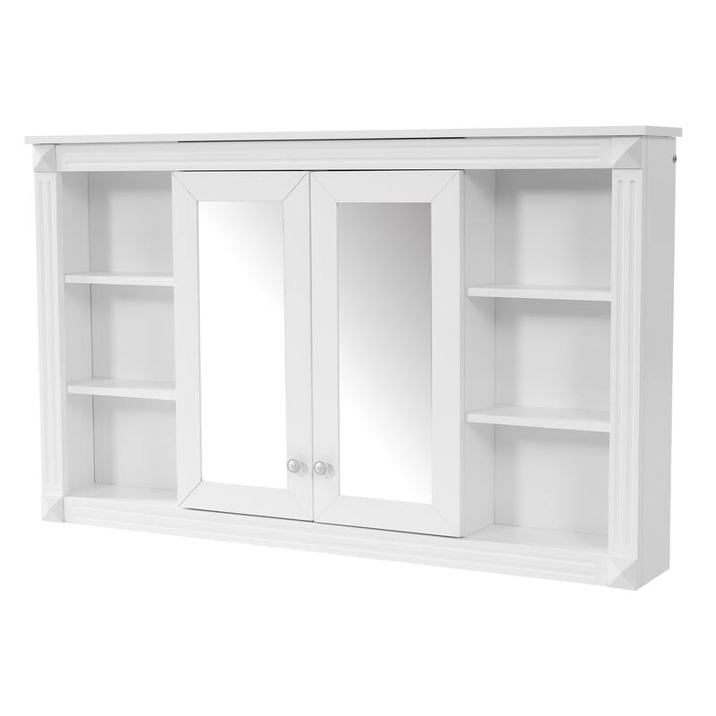 Roomfitters 47 Inch Wall Mount Medicine Cabinet, Mirror Storage with Open Shelves & Adjustable Shelf