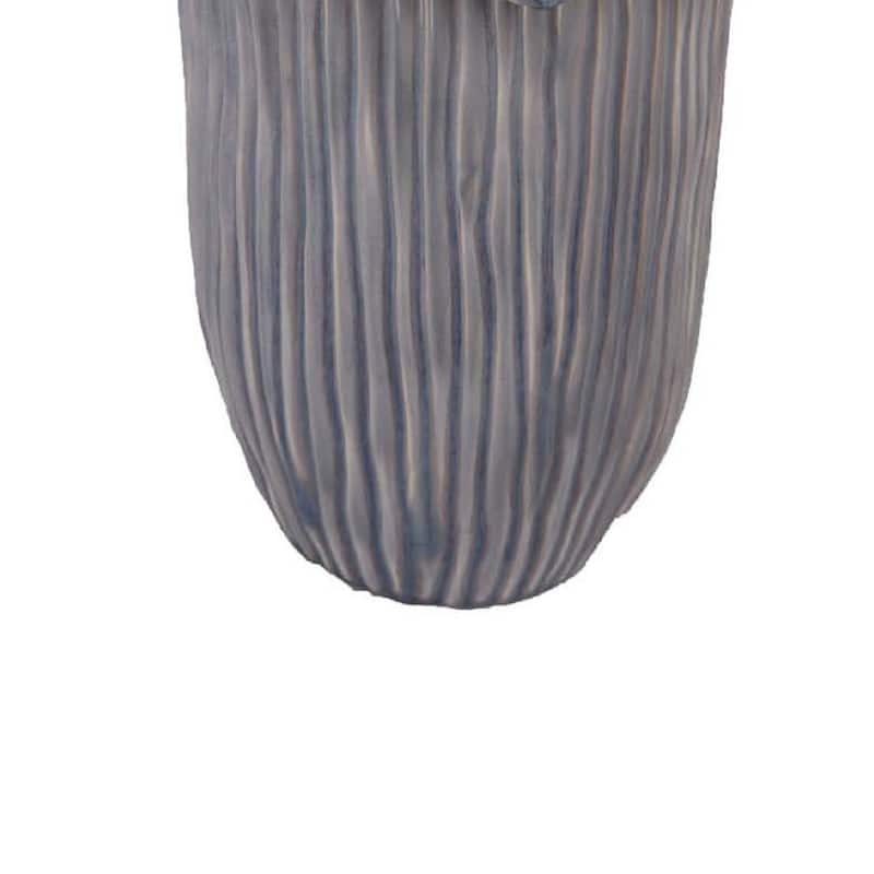 Kiana Decorative Vase, Gray Ceramic Flared Scales Rim Accent, 16 Inch