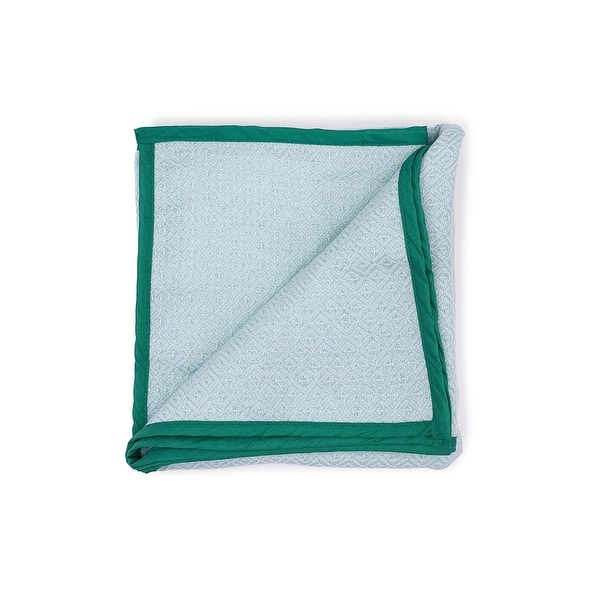 slide 2 of 3, Work of Artisans Organic Cotton Woven Baby Blanket -Sea Green w/Dark Green Hemming