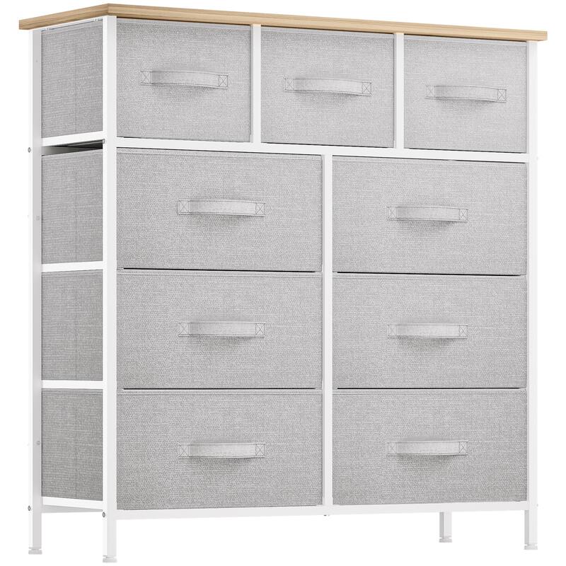 Modern Wide Dresser Storage Tower - Light Grey