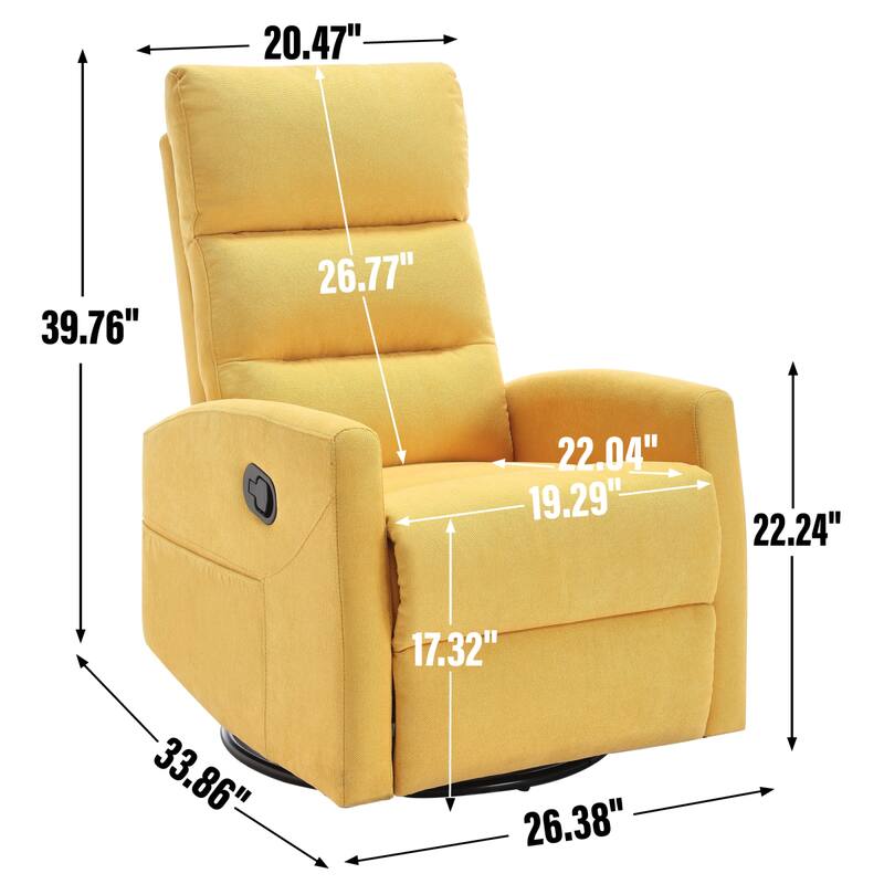Roomfitters Swivel Rocker Recliner Chair Manual 360 Degree Glider Lounge Sofa Padded Fabric Armchair for Living Room