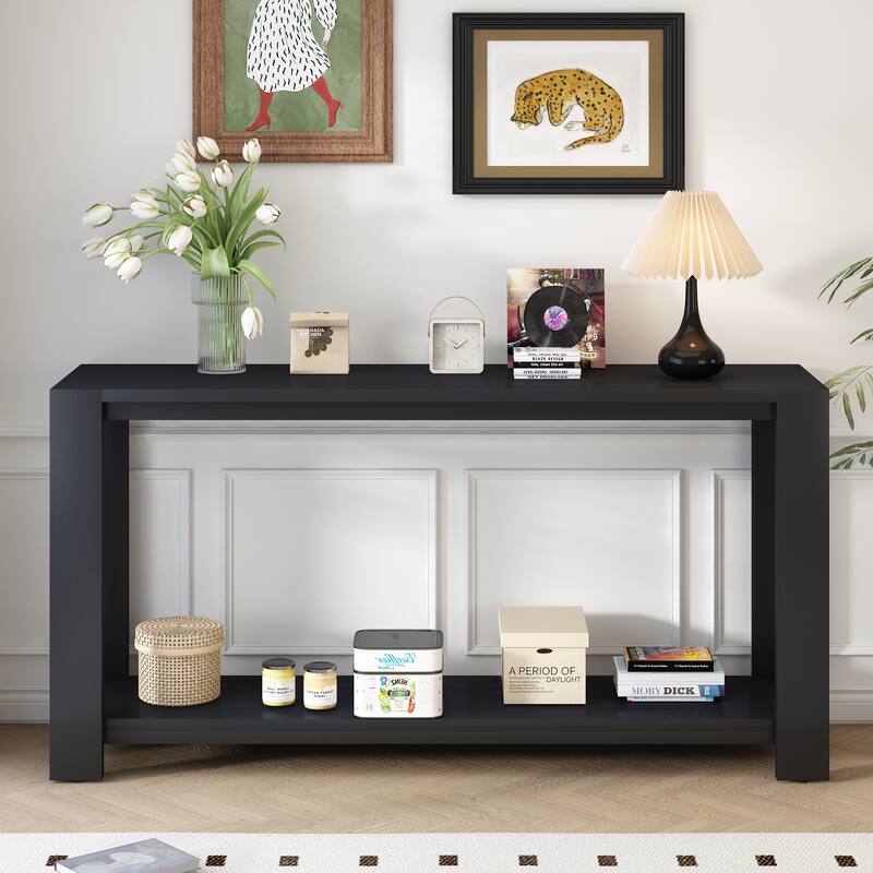 59 Inch Console Table with Bottom Shelf,Minimalist Style Console Table for Entryway
