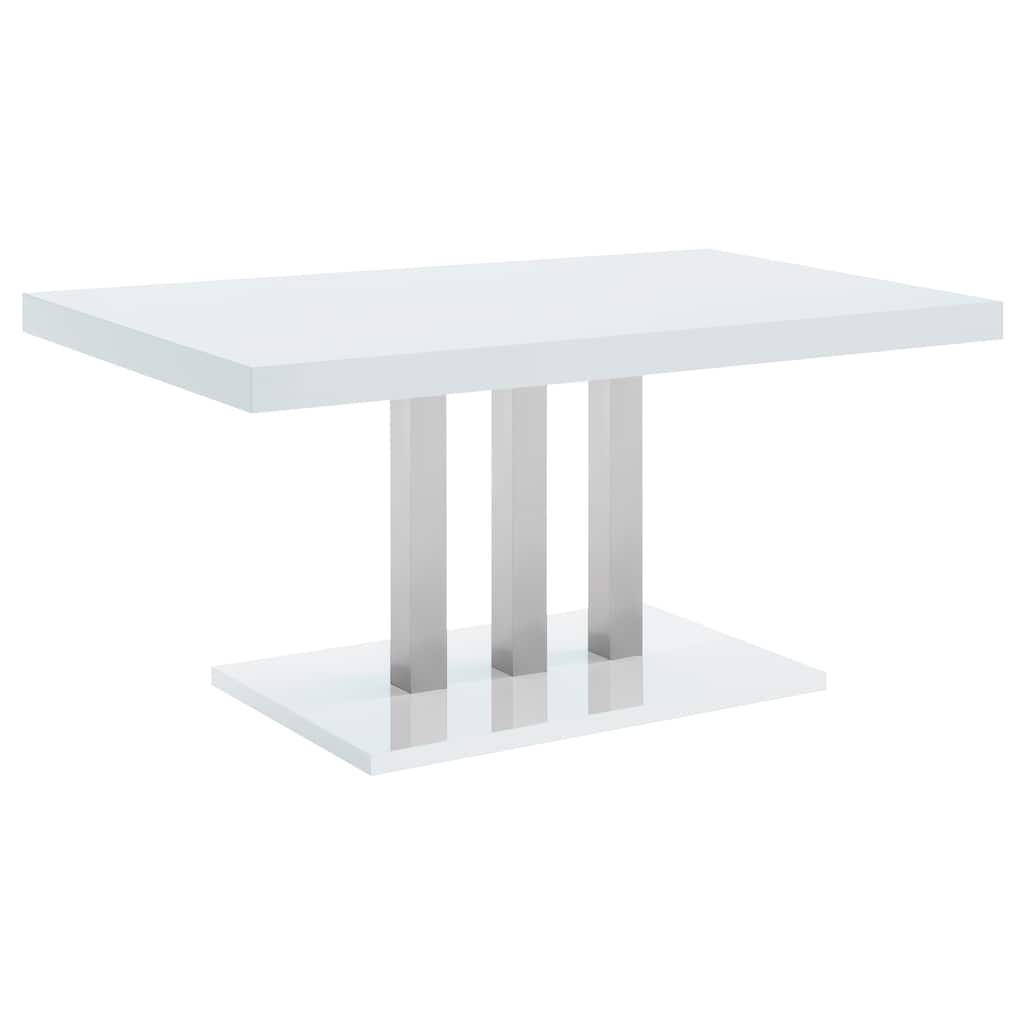 Creston White High Gloss and Chrome Rectangular Dining Table