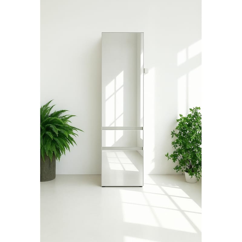 Elise Slim Modular Wood Closet Cabinet with Mirror in White - 15.7"D x 17.72"W x 70.9"H