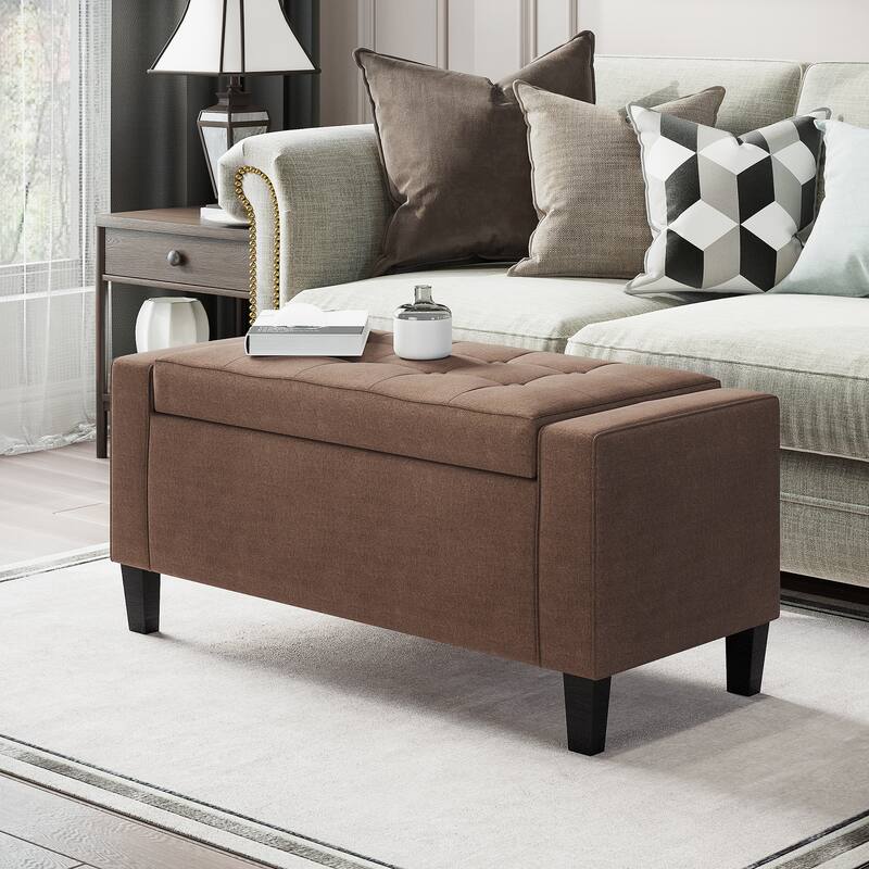 Soft Foam Linen Storage Bench with Flip-Top Lid and Rubberwood Feet for Comfortable Seating - 36.25" W x 15.75" D x 15.75" H