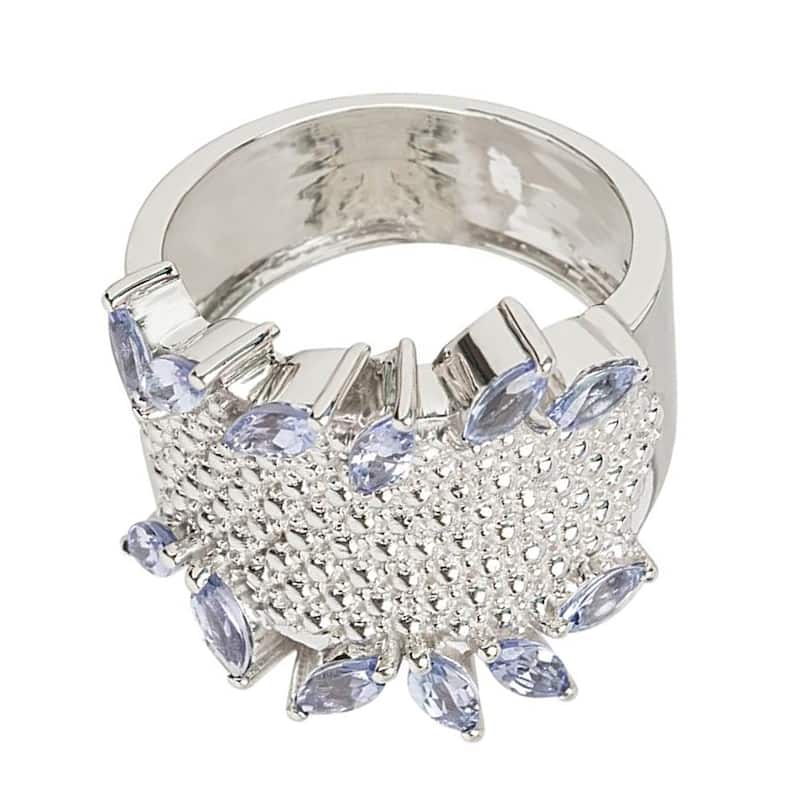 925 Sterling Silver Tanzanite Cluster Ring