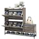 Moasis Farmhouse Shoe Storage Cabinet with 2 Flip Drawers for 16 Pairs Entryway Shoe Storage with Shoe Bench - Washed Grey
