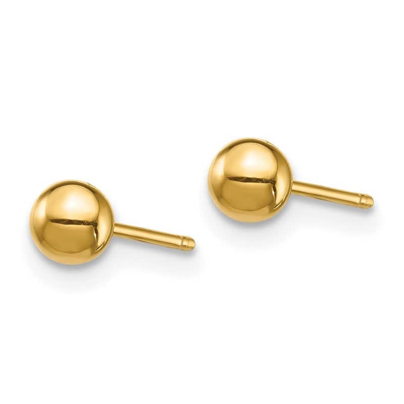 Curata 14k Bar and Ball Post Earrings Set - 9x1mm Wide