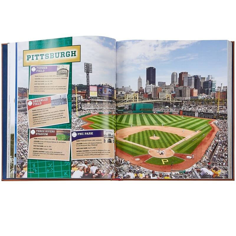 Graphic Image Ballparks Past & Present Coffee Table Book, Leather, Tan