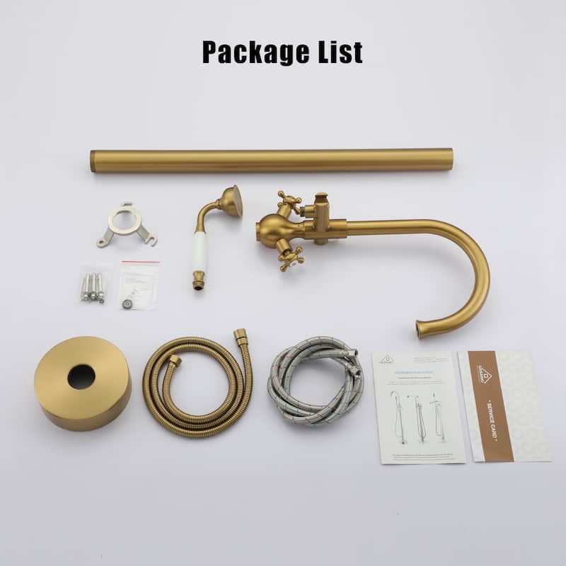 Brushed Freestanding Tub Filler Faucet with Handshower